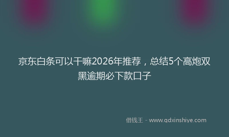 京东白条可以干嘛2026年推荐，总结5个高炮双黑逾期必下款口子