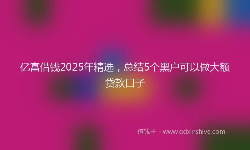 亿富借钱2025年精选，总结5个黑户可以做大额贷款口子