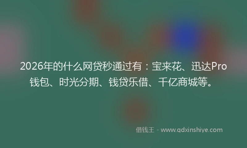 2026年的什么网贷秒通过有：宝来花、迅达Pro钱包、时光分期、钱贷乐借、千亿商城等。