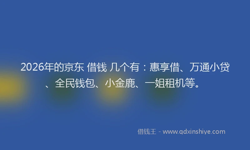 2026年的京东 借钱 几个有：惠享借、万通小贷、全民钱包、小金鹿、一姐租机等。