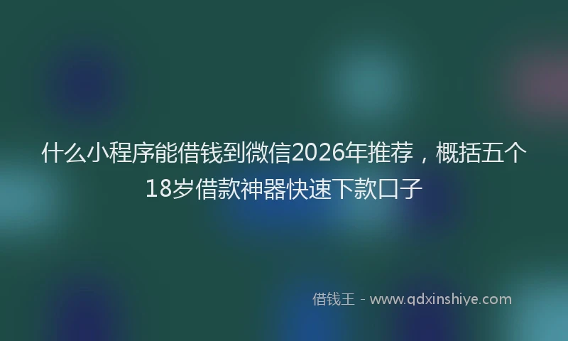 什么小程序能借钱到微信2026年推荐，概括五个18岁借款神器快速下款口子