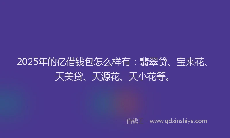 2025年的亿借钱包怎么样有:翡翠贷、宝来花、天美贷、天源花、天小花等。