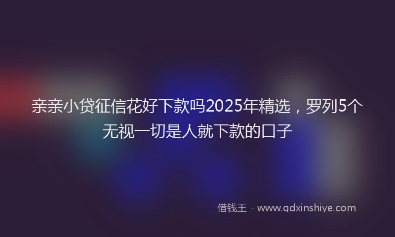 亲亲小贷征信花好下款吗2025年精选,罗列5个无视一切是人就下款的口子