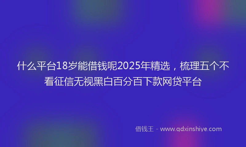 什么平台18岁能借钱呢2025年精选，梳理五个不看征信无视黑白百分百下款网贷平台