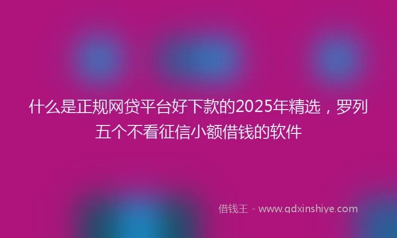 什么是正规网贷平台好下款的2025年精选，罗列五个不看征信小额借钱的软件