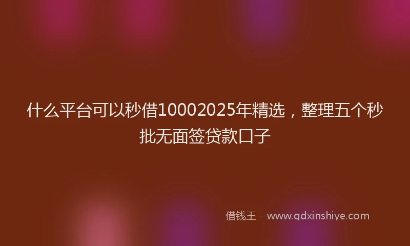什么平台可以秒借10002025年精选，整理五个秒批无面签贷款口子