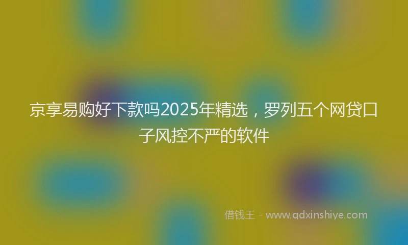 京享易购好下款吗2025年精选，罗列五个网贷口子风控不严的软件