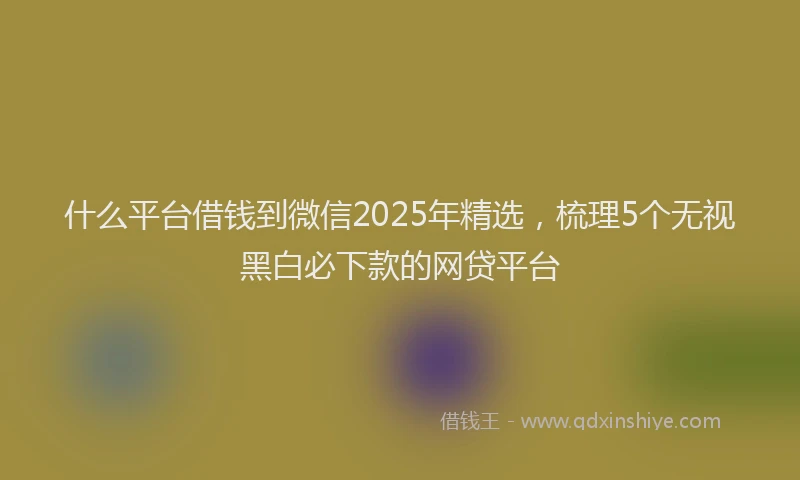 什么平台借钱到微信2025年精选，梳理5个无视黑白必下款的网贷平台
