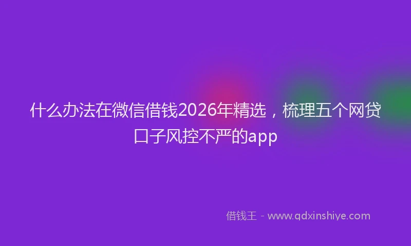 什么办法在微信借钱2026年精选，梳理五个网贷口子风控不严的app