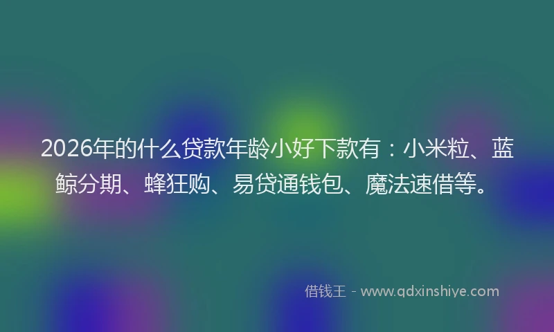 2026年的什么贷款年龄小好下款有：小米粒、蓝鲸分期、蜂狂购、易贷通钱包、魔法速借等。