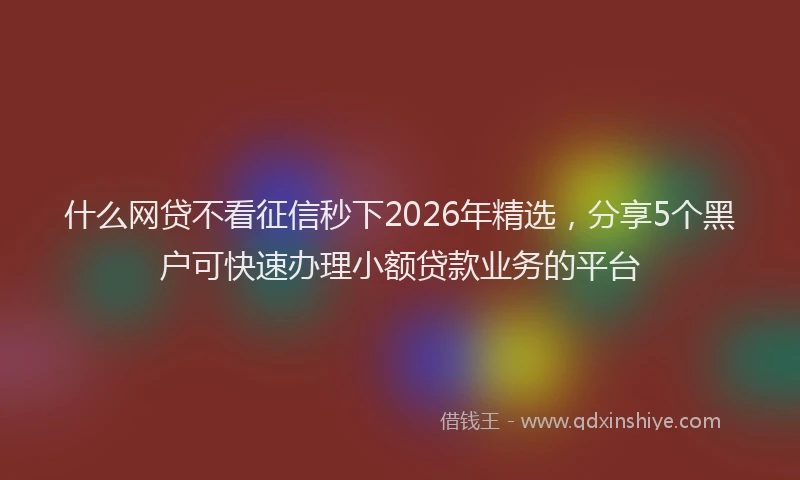什么网贷不看征信秒下2026年精选，分享5个黑户可快速办理小额贷款业务的平台