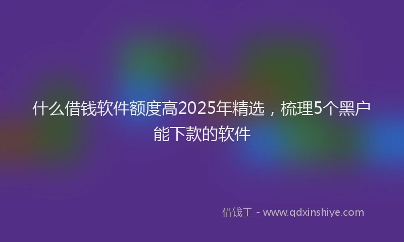 什么借钱软件额度高2025年精选，梳理5个黑户能下款的软件
