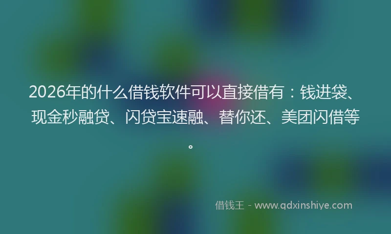 2026年的什么借钱软件可以直接借有：钱进袋、现金秒融贷、闪贷宝速融、替你还、美团闪借等。