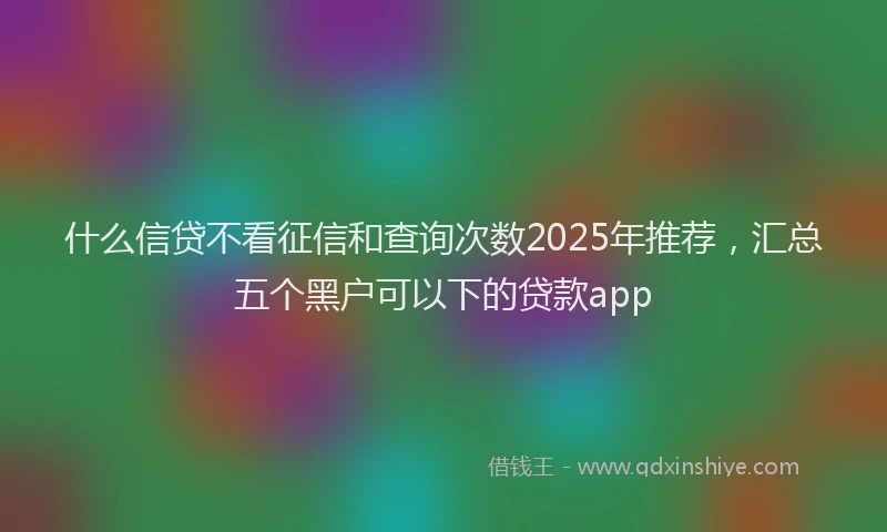什么信贷不看征信和查询次数2025年推荐，汇总五个黑户可以下的贷款app