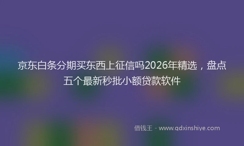 京东白条分期买东西上征信吗2026年精选，盘点五个最新秒批小额贷款软件