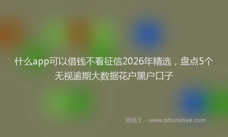 什么app可以借钱不看征信2026年精选，盘点5个无视逾期大数据花户黑户口子