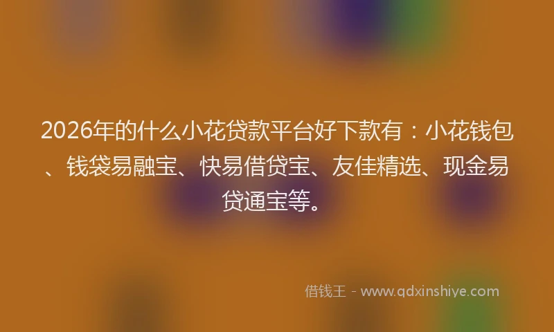 2026年的什么小花贷款平台好下款有:小花钱包、钱袋易融宝、快易借贷宝、友佳精选、现金易贷通宝等。