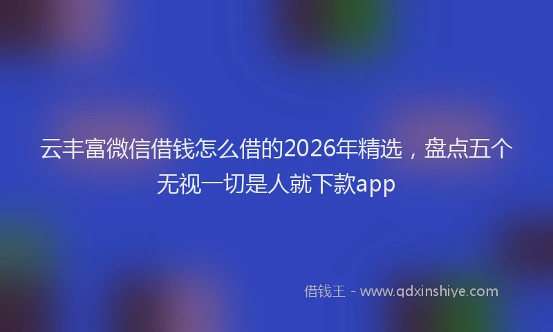 云丰富微信借钱怎么借的2026年精选，盘点五个无视一切是人就下款app