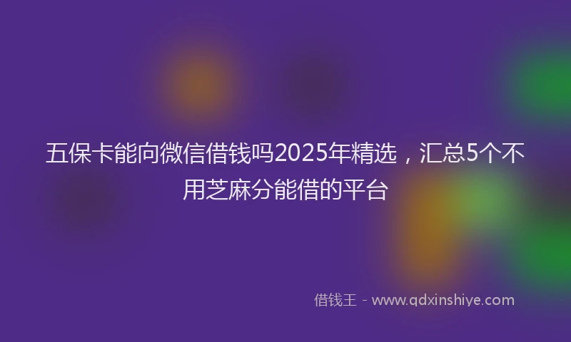 五保卡能向微信借钱吗2025年精选，汇总5个不用芝麻分能借的平台