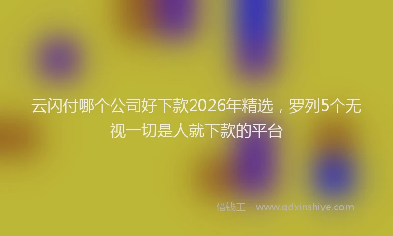 云闪付哪个公司好下款2026年精选，罗列5个无视一切是人就下款的平台