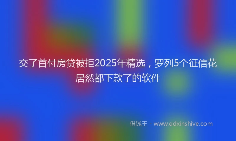 交了首付房贷被拒2025年精选，罗列5个征信花居然都下款了的软件