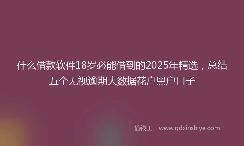 什么借款软件18岁必能借到的2025年精选,总结五个无视逾期大数据花户黑户口子