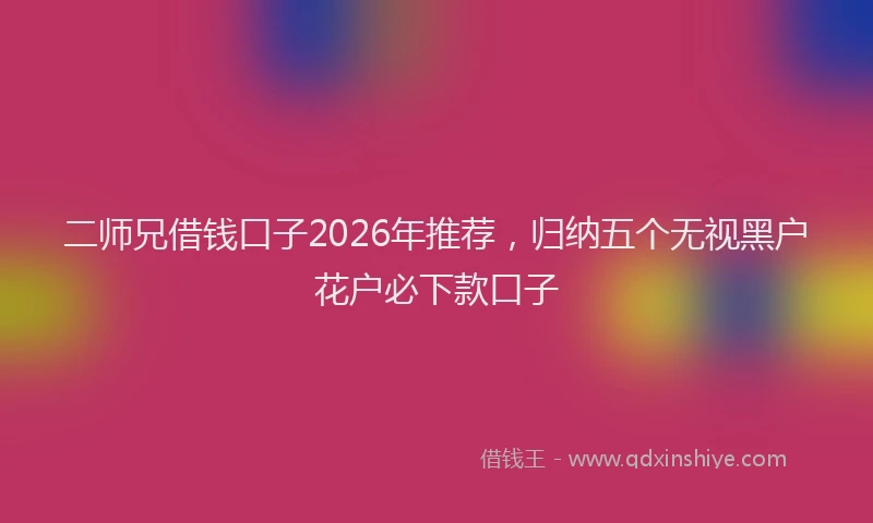 二师兄借钱口子2026年推荐,归纳五个无视黑户花户必下款口子