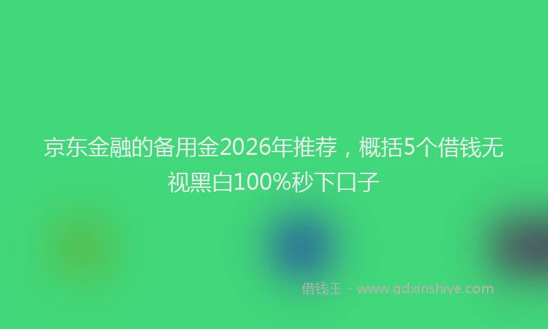 京东金融的备用金2026年推荐,概括5个借钱无视黑白100%秒下口子