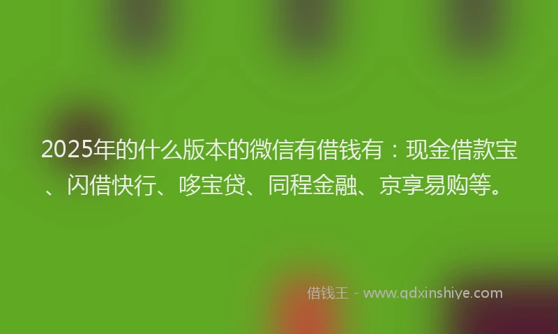 2025年的什么版本的微信有借钱有：现金借款宝、闪借快行、哆宝贷、同程金融、京享易购等。