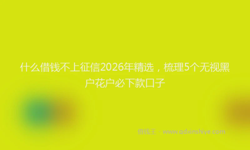 什么借钱不上征信2026年精选，梳理5个无视黑户花户必下款口子