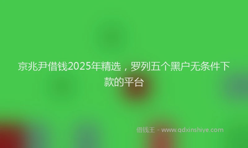 京兆尹借钱2025年精选，罗列五个黑户无条件下款的平台