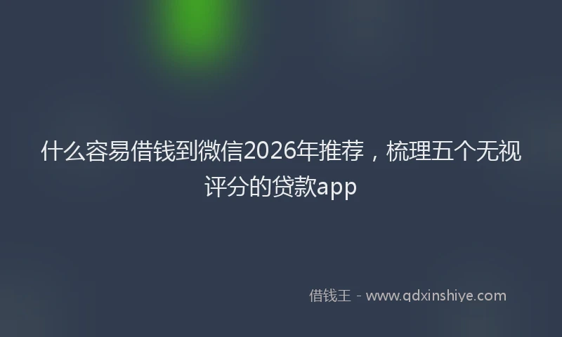 什么容易借钱到微信2026年推荐,梳理五个无视评分的贷款app