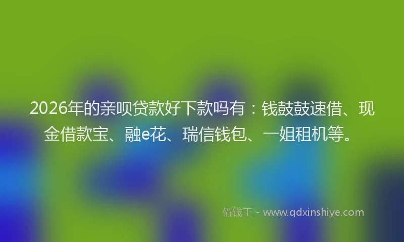 2026年的亲呗贷款好下款吗有：钱鼓鼓速借、现金借款宝、融e花、瑞信钱包、一姐租机等。