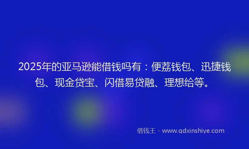 2025年的亚马逊能借钱吗有:便荔钱包、迅捷钱包、现金贷宝、闪借易贷融、理想给等。