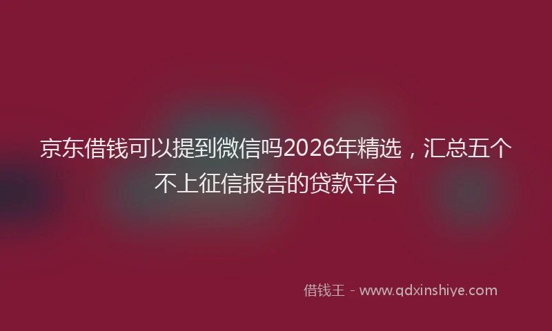 京东借钱可以提到微信吗2026年精选，汇总五个不上征信报告的贷款平台