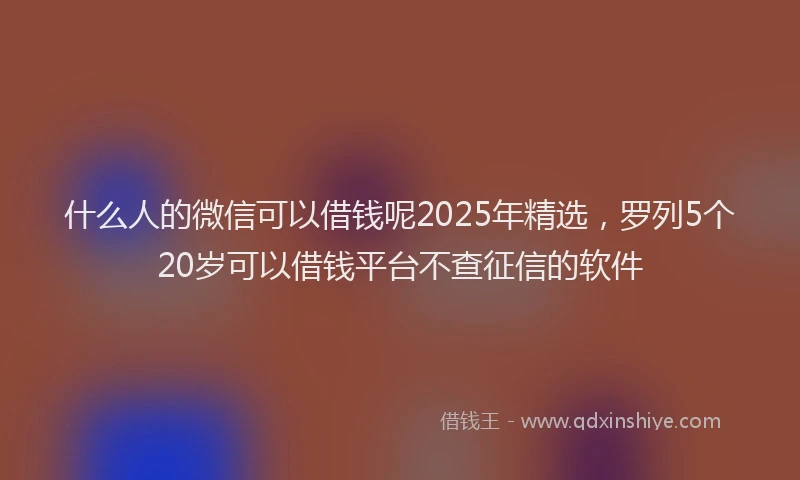 什么人的微信可以借钱呢2025年精选，罗列5个20岁可以借钱平台不查征信的软件