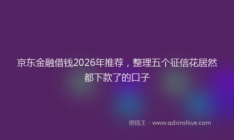 京东金融借钱2026年推荐，整理五个征信花居然都下款了的口子