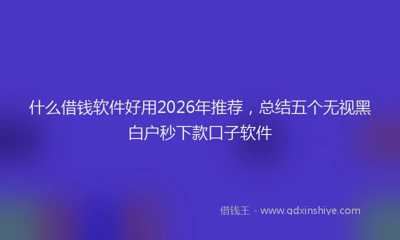 什么借钱软件好用2026年推荐，总结五个无视黑白户秒下款口子软件