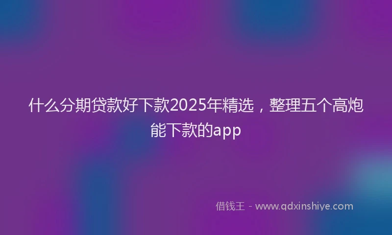 什么分期贷款好下款2025年精选，整理五个高炮能下款的app