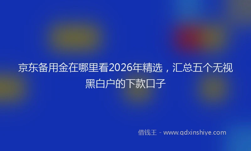京东备用金在哪里看2026年精选，汇总五个无视黑白户的下款口子