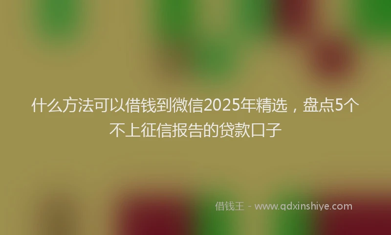 什么方法可以借钱到微信2025年精选，盘点5个不上征信报告的贷款口子