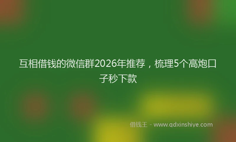 互相借钱的微信群2026年推荐，梳理5个高炮口子秒下款