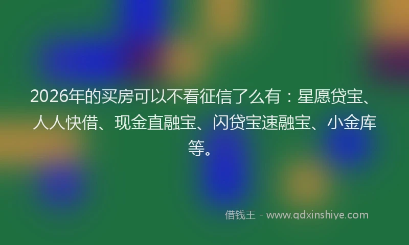 2026年的买房可以不看征信了么有：星愿贷宝、人人快借、现金直融宝、闪贷宝速融宝、小金库等。