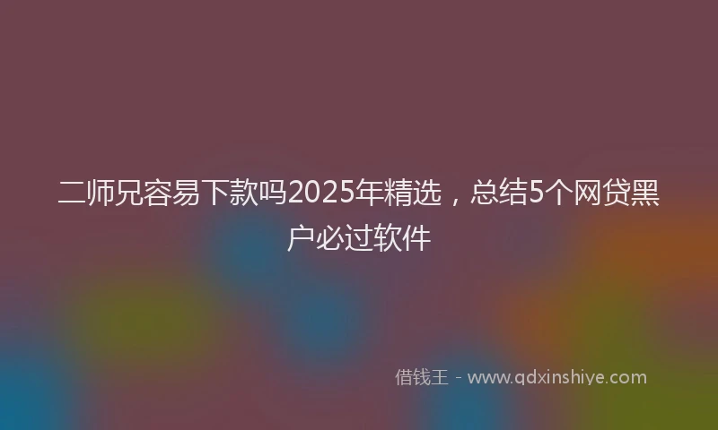 二师兄容易下款吗2025年精选，总结5个网贷黑户必过软件