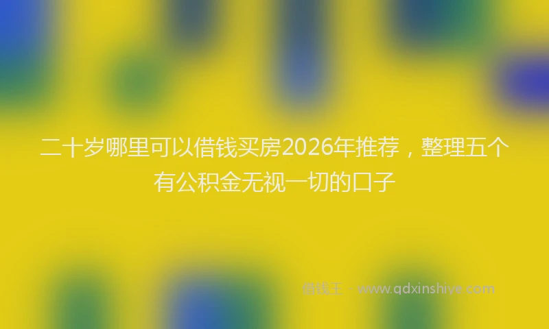 二十岁哪里可以借钱买房2026年推荐，整理五个有公积金无视一切的口子