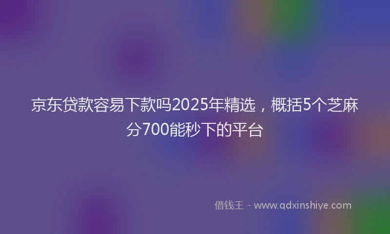 京东贷款容易下款吗2025年精选，概括5个芝麻分700能秒下的平台