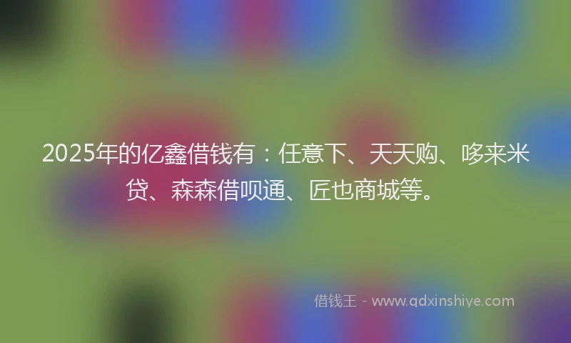 2025年的亿鑫借钱有：任意下、天天购、哆来米贷、森森借呗通、匠也商城等。