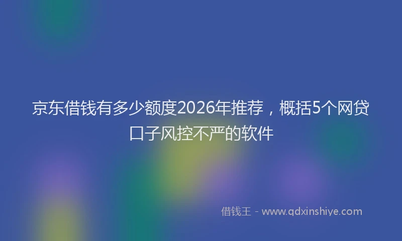 京东借钱有多少额度2026年推荐，概括5个网贷口子风控不严的软件