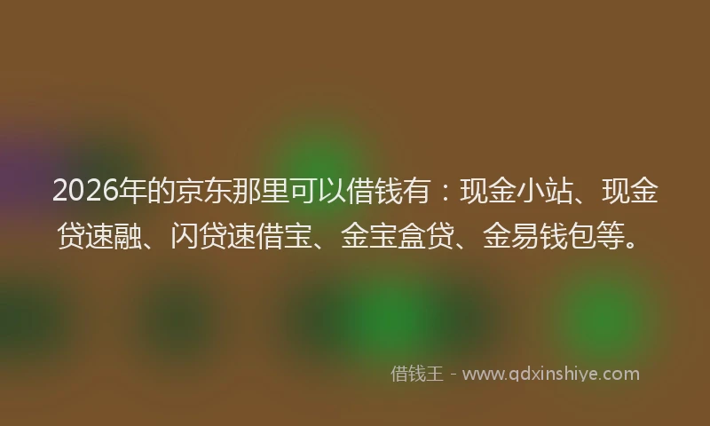 2026年的京东那里可以借钱有:现金小站、现金贷速融、闪贷速借宝、金宝盒贷、金易钱包等。