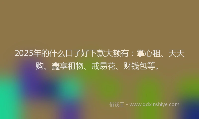2025年的什么口子好下款大额有：掌心租、天天购、鑫享租物、戒易花、财钱包等。